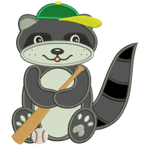 Baseball Minor League Baseball Raccoon Applique Machine Embroidery Digitized Design Pattern