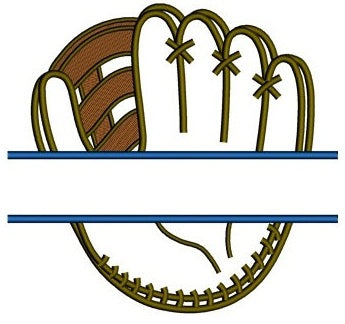 Baseball Mitt (Glove) Split Applique Machine Embroidery Digitized Design Pattern - Instant Download - 4x4 , 5x7, 6x10