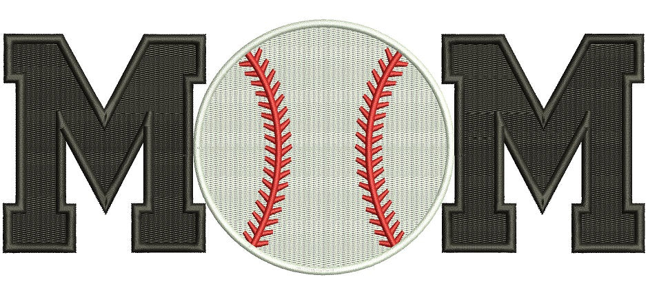 Baseball Mom Sports Filled Machine Embroidery Digitized Design Pattern