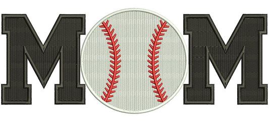 Baseball Mom Sports Filled Machine Embroidery Digitized Design Pattern