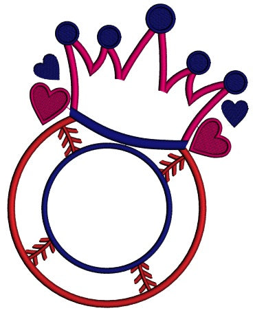 Baseball Crown Monogram Applique Machine Embroidery Design Digitized Pattern