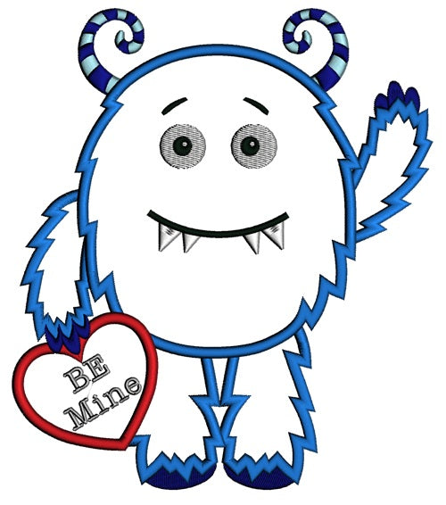Be Mine Cute Little Monster Applique Machine Embroidery Digitized Design Pattern