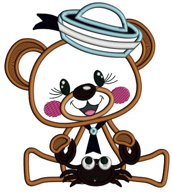 Bear Sailor With a Crab Applique Machine Embroidery Design Digitized Pattern
