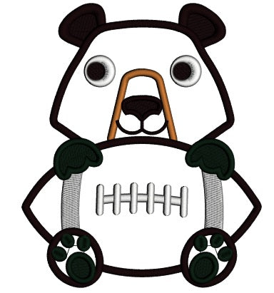 Bear With a Football Applique Machine Embroidery Design Digitized Pattern