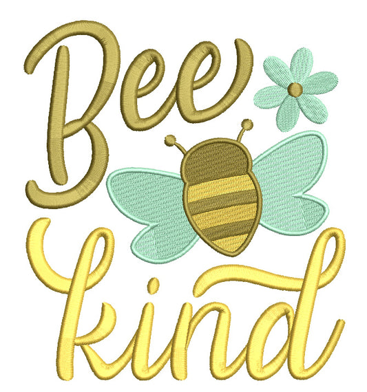Bee Kind Bumblebee Filled Machine Embroidery Design Digitized Pattern