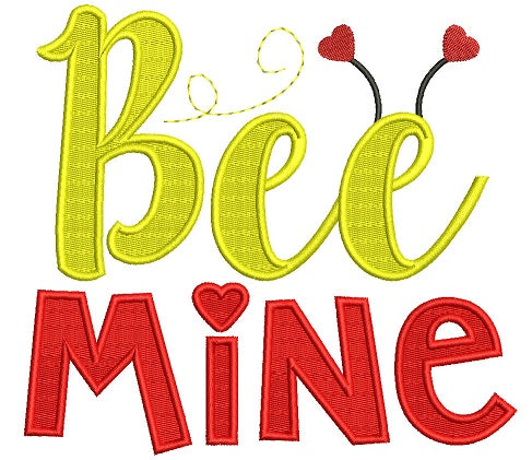 Bee Mine With Hearts Filled Machine Embroidery Design Digitized Pattern