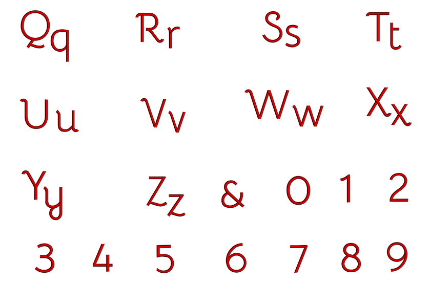 Belo Font Machine Embroidery Script Upper and Lower Case 1 2 3 inches