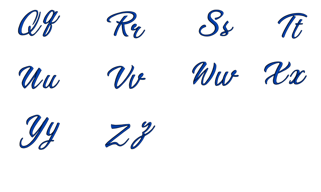 Berkiv Font Machine Embroidery Script Upper and Lower Case 1 2 3 inches