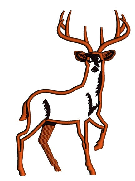 Big Buck with Antlers Hunting Applique Machine Embroidery Digitized Design Pattern