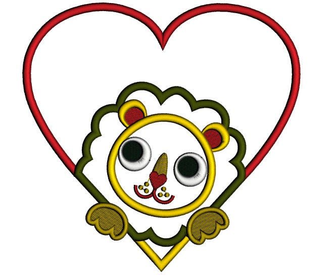 Big Heart Lion Applique Machine Embroidery Design Digitized Pattern