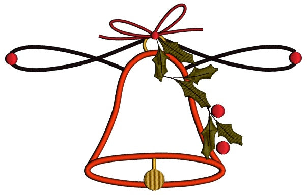 Big Jingle Bell Christmas Applique Machine Embroidery Design Digitized Pattern