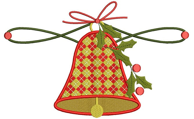 Big Jingle Bell Christmas Filled Machine Embroidery Design Digitized Pattern