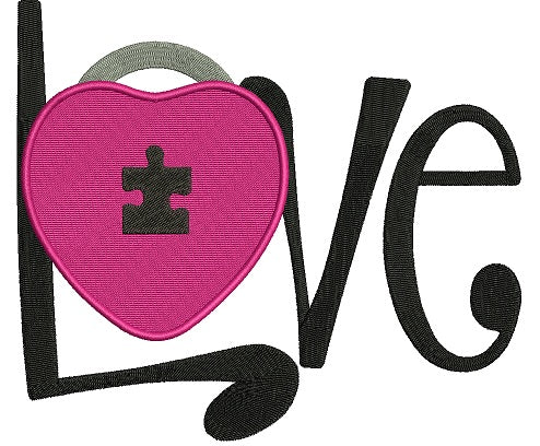 Big Love Heart Autism Awareness Filled Machine Embroidery Design Digitized Pattern