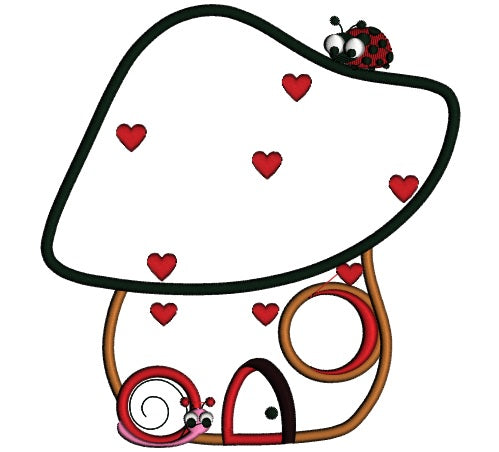 Big Mushroom Applique Machine Embroidery Digitized Design Pattern