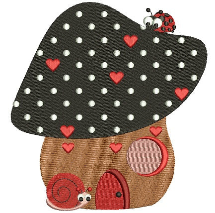 Big Mushroom Filled Machine Embroidery Digitized Design Pattern