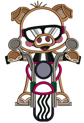 Biker Pig Applique Machine Embroidery Design Digitized Pattern