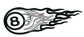 Billiard (Pool) 8 (Eight) Ball Applique Long Flames Machine Embroidery Digitized Design Pattern - Instant Download - 4x4 , 5x7,6x10 hoops