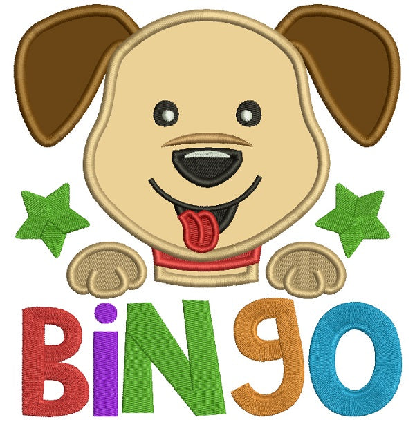 Bingo Cute Little Dog Applique Machine Embroidery Design Digitized Pattern