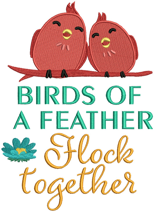 Birds Of Feater Flock Together Two Red Birds Filled Machine Embroidery Design Digitized Pattern