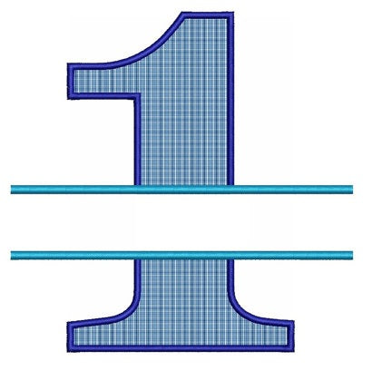 Birthday Number 1 Split Applique (1st birthday) Machine Embroidery Design Pattern- Instant Download - 4x4 , 5x7, and 6x10 hoops