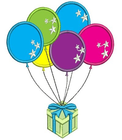 Birthday balloons Applique Machine Embroidery Design Digitized Pattern