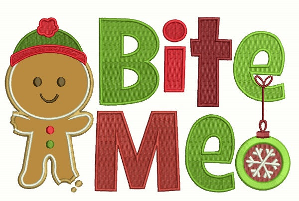 Bite Me Christmas Applique Machine Embroidery Design Digitized Pattern