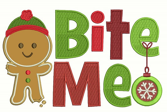 Bite Me Christmas Applique Machine Embroidery Design Digitized Pattern