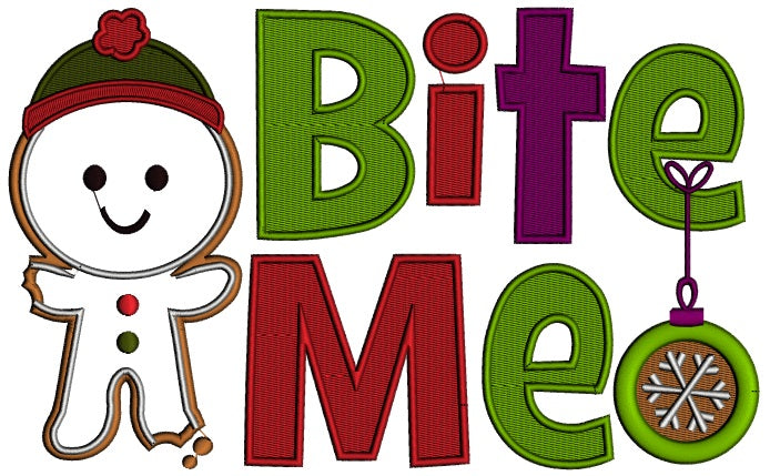 Bite Me Christmas Applique Machine Embroidery Design Digitized Pattern