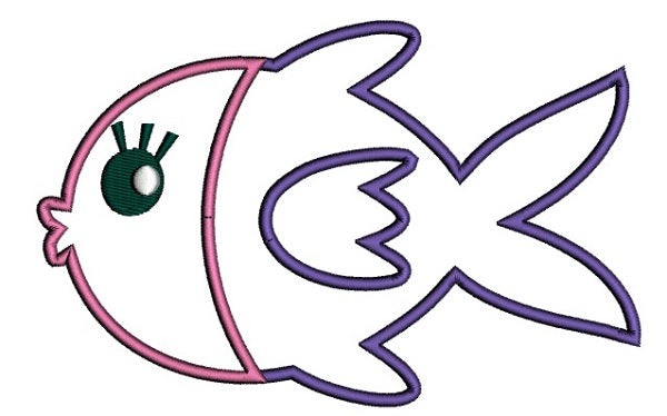 Blue Fin Fish Applique Machine Embroidery Design Digitized Pattern