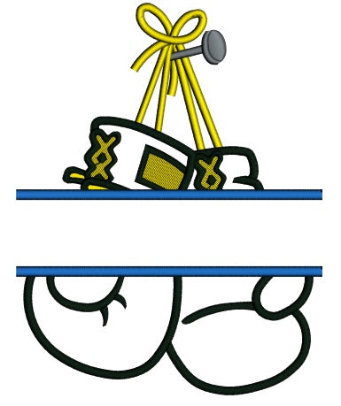 Boxing Gloves Split Applique Machine Embroidery Design Digitized Pattern