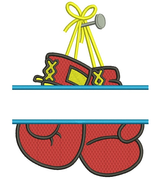 Boxing Gloves Split Filled Machine Embroidery Design Digitized Pattern