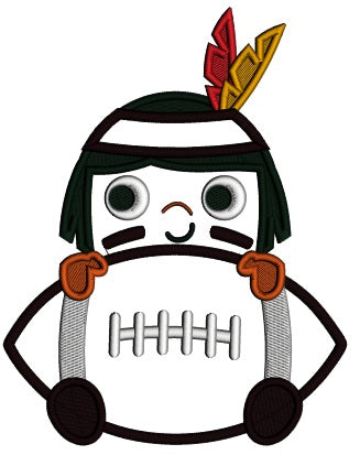 Boy Indian With a Football Sports Applique Machine Embroidery Design Digitized Pattern