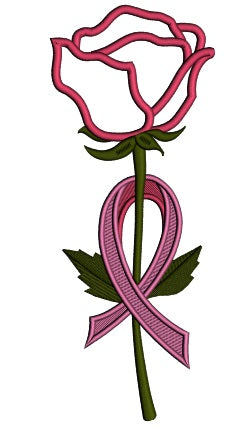 Breast Cancer Awareness Rose Ribbon Applique Machine Embroidery Design Digitized Pattern