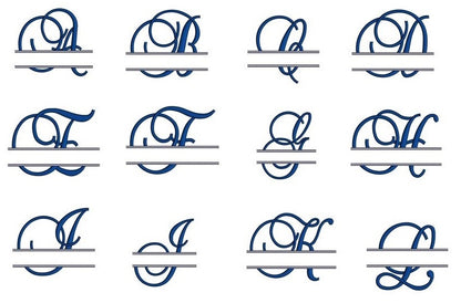 Brock Split Monogram Embroidery Font Upper Case Satin Stitch 2,3,4 inches - Digitized Design Pattern