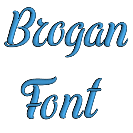 Brogan Font Machine Embroidery Script Upper and Lower Case 1 2 3 inches