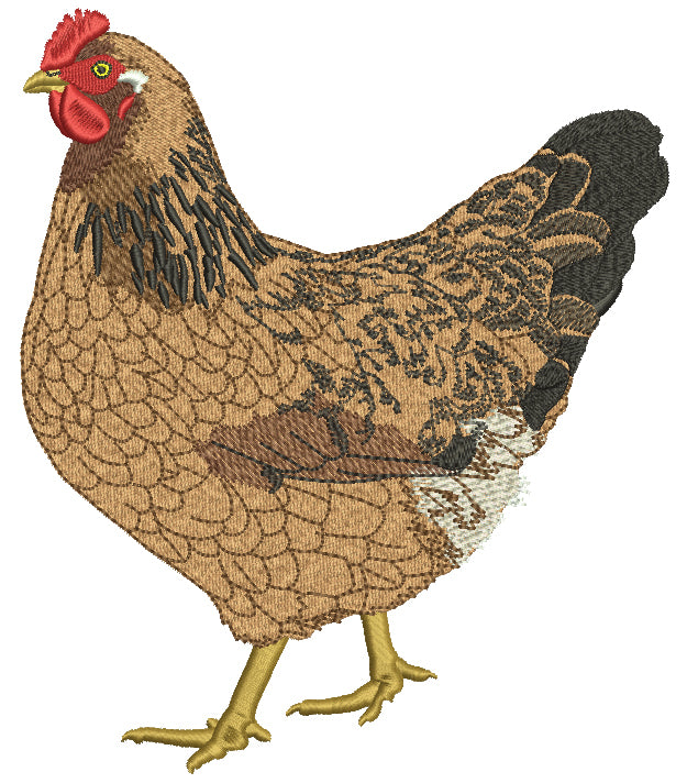 Brown Hen Filled Machine Embroidery Digitized Design Pattern