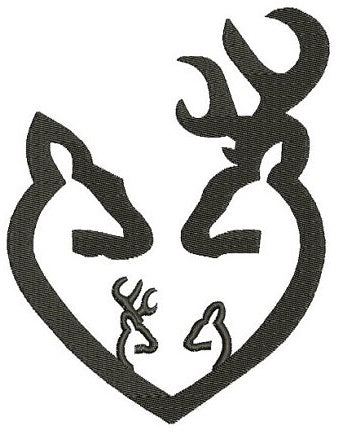 Buck and Doe wih Boy and a Girl kids Hunting Filled machine embroidery digitized design pattern - Instant Download -4x4 , 5x7, 6x10 hoops
