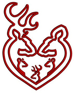 Buck and Doe wih three (3) kids Hunting Applique machine embroidery digitized design pattern - Instant Download -4x4 , 5x7, and 6x10 hoops