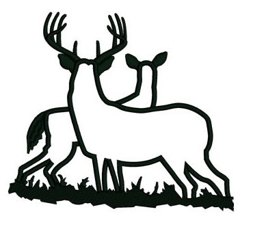 Buck and a doe in the field hunting Applique Machine Embroidery Digitized Design Pattern- Instant Download - 4x4 ,5x7,6x10 -hoops