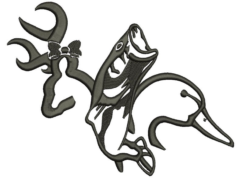 Buck, fish, and duck Machine Embroidery Digitized Design Filled Pattern - Instant Download Digitized Pattern -4x4 , 5x7, and 6x10 hoops