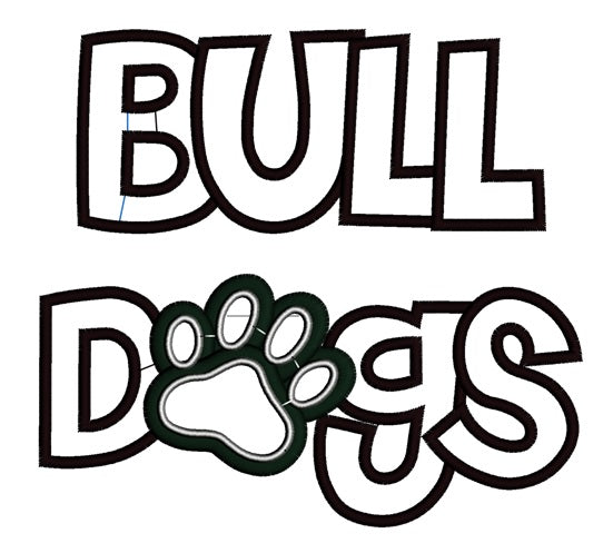 Bulldogs Applique Machine Embroidery Digitized Football Team Design Pattern