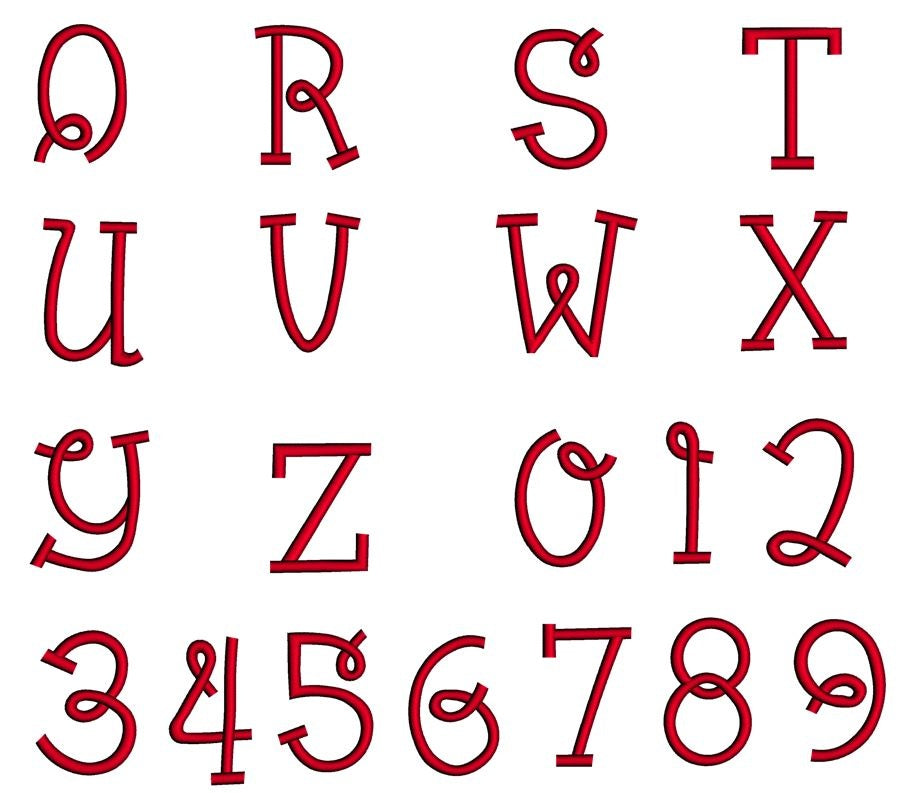 Bumble Bee Font Machine Embroidery Script Upper Case 1 2 3 inches