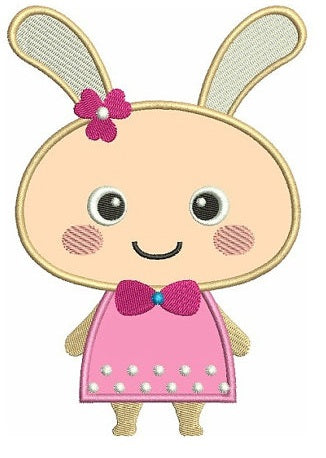 Bunny Rabbit Applique Machine Embroidery Digitized Design Pattern - Instant Download - 4x4 , 5x7, 6x10