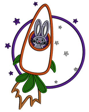Bunny To The Moon Easter Applique Machine Embroidery Design Digitized Pattern