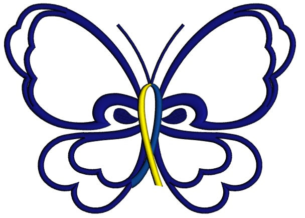 Butterfly Down Syndrome Awareness Applique Machine Embroidery Digitized Design Pattern