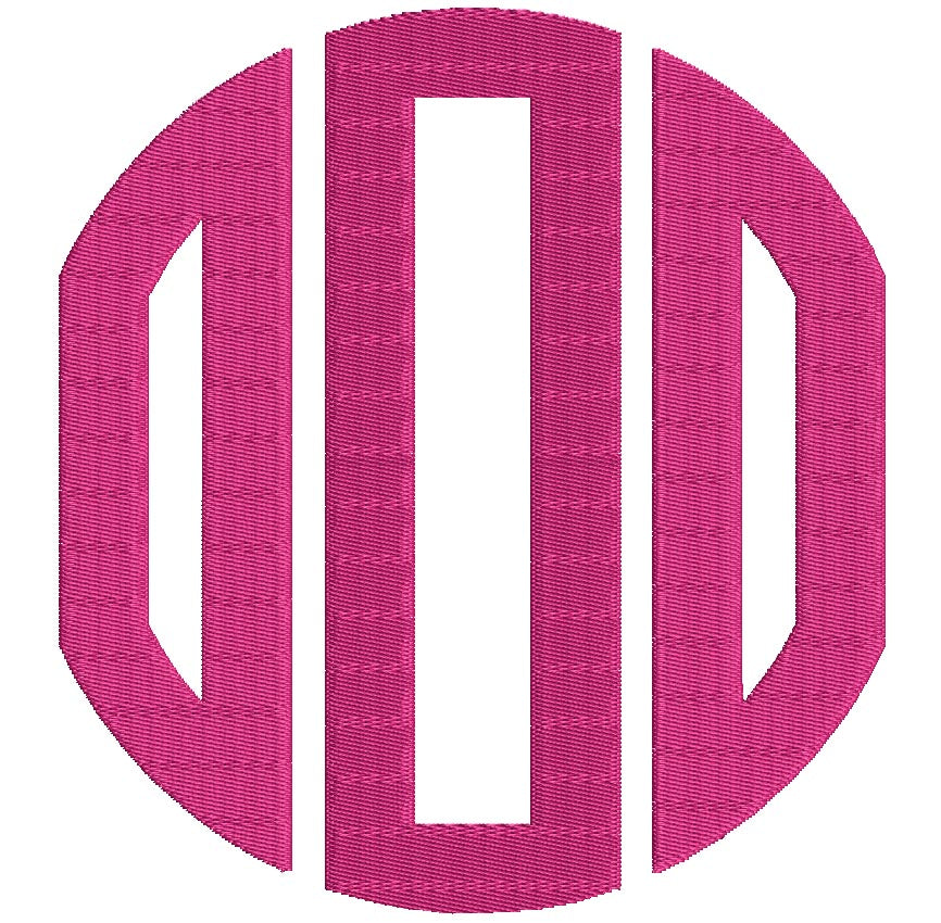 Circle Monogram Machine Embroidery Large Font 5 6 7 inches
