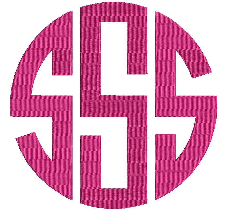 Circle Monogram Machine Embroidery Large Font 5 6 7 inches