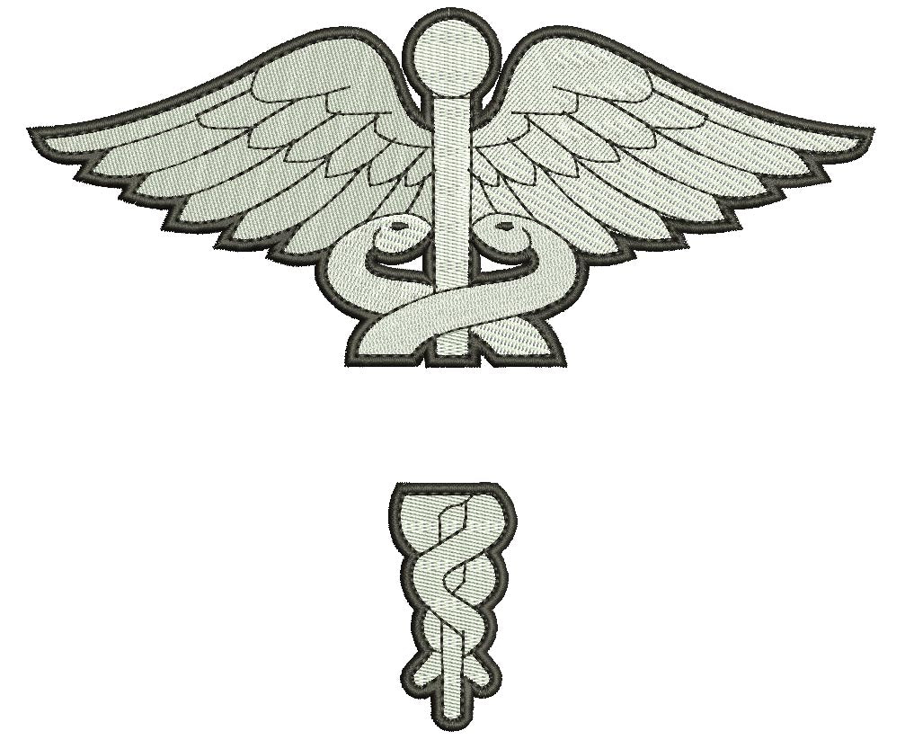 Caduceus Medical Split Filled Nurse Doctor LPN Machine Embroidery Design Digitized Pattern