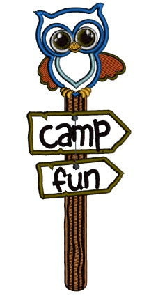 Camp Fun Owl Post Applique Machine Embroidery Design Digitized Pattern