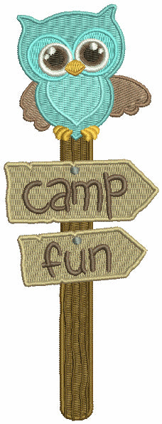 Camp Fun Owl Post Filled Machine Embroidery Design Digitized Pattern